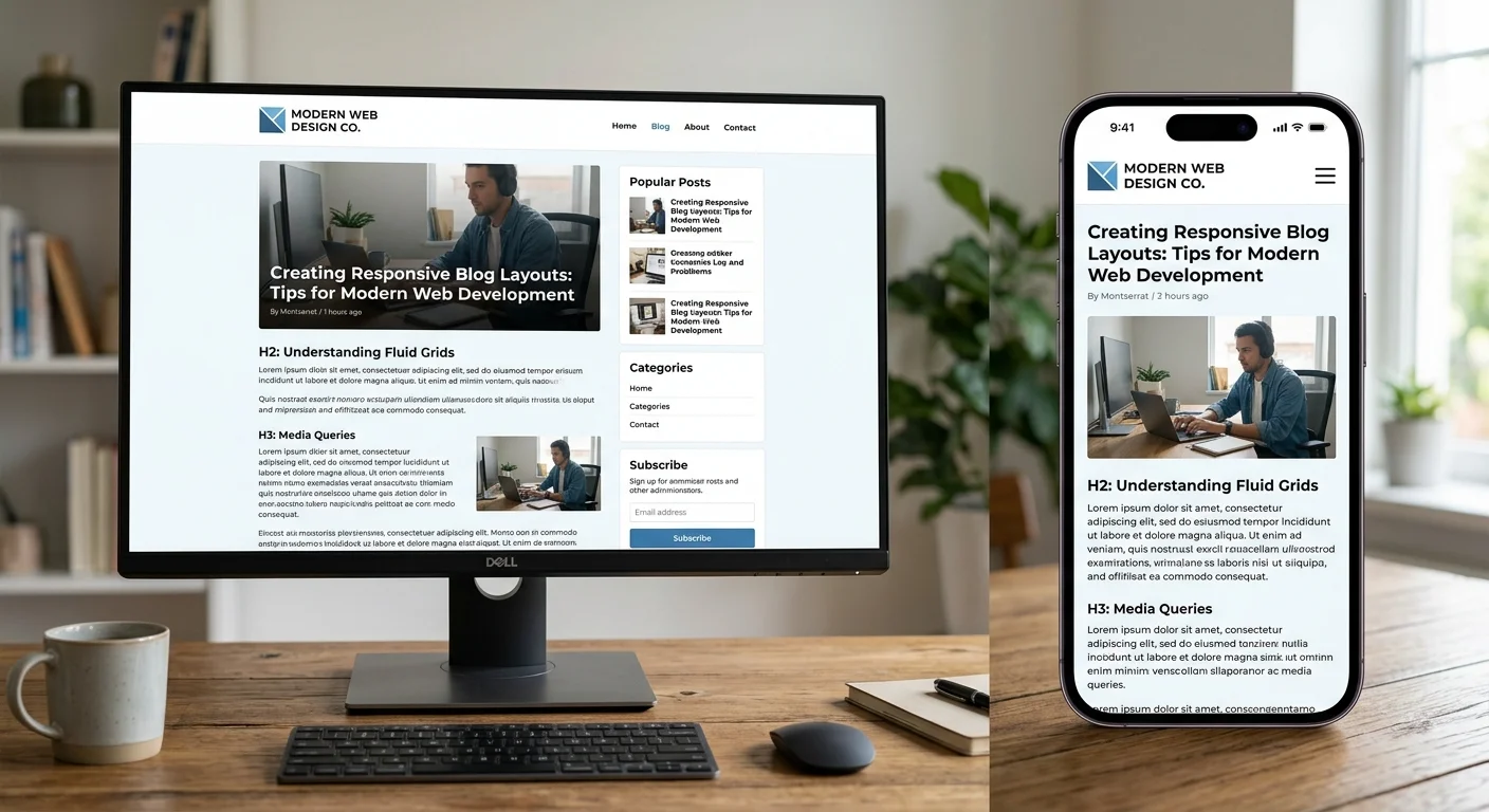 Blog post displayed on desktop and mobile with responsive layout