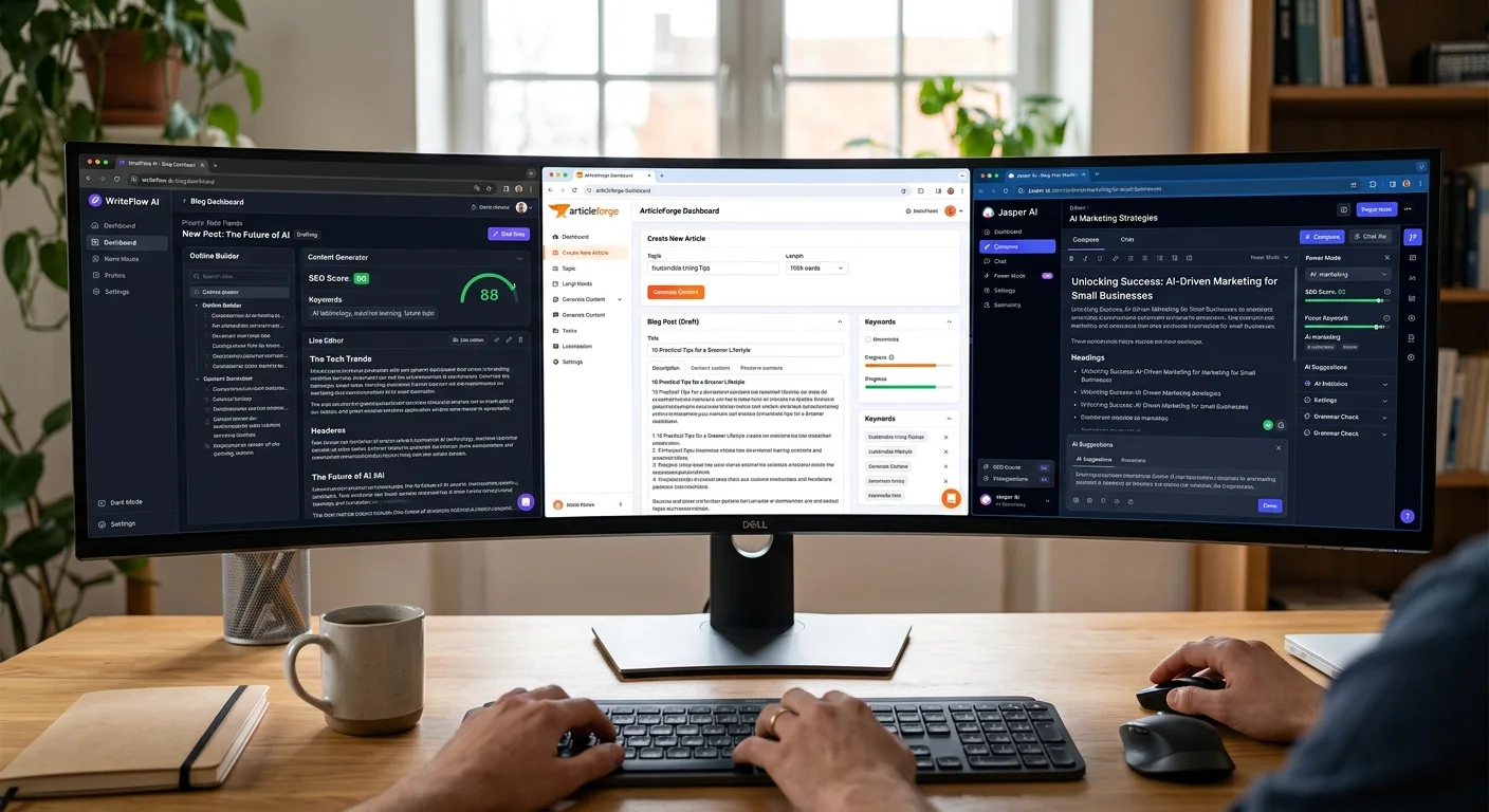 Comparison of AI blog writing tool interfaces for 2025